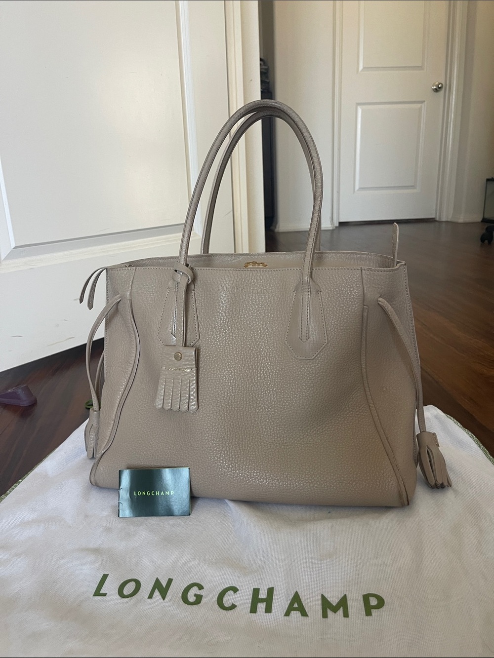 Longchamp Penelope Leather Tote with Tassel Charm Large size